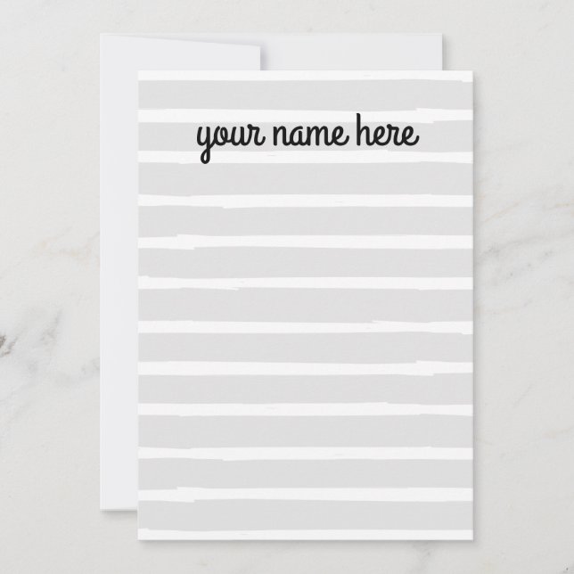 Convite Personalized Grey Lined Notecards (Frente)