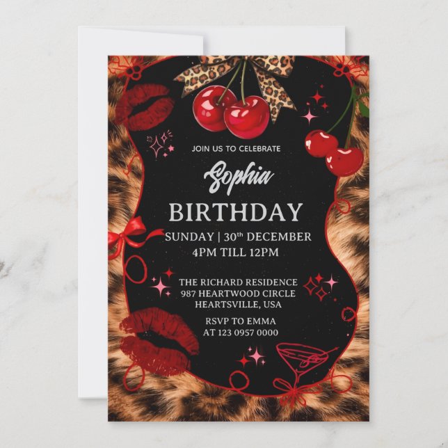 Convite Personalized Kids Birthday Invitation Black Party  (Frente)