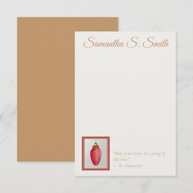 Convite Personalized Lamp of Love Flat Note Card (Frente/Verso)