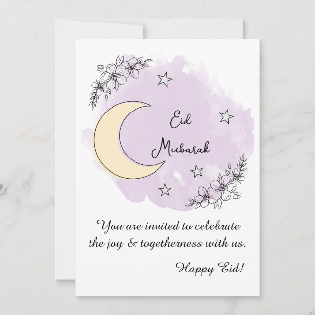 Convite Personalized Lavender Line Art Eid Invitation (Frente)