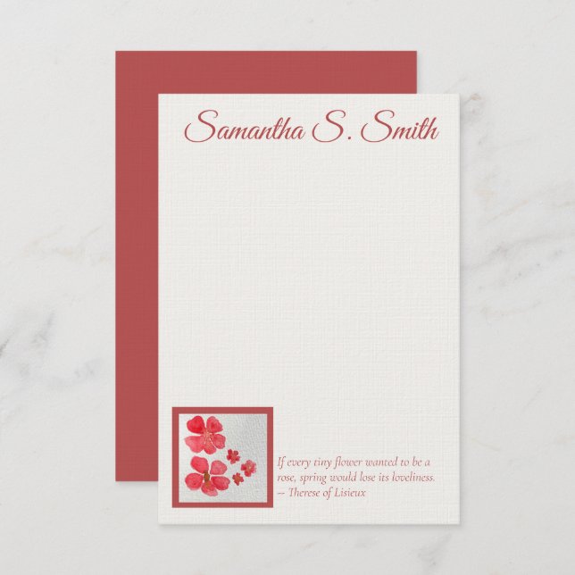 Convite Personalized Little Flower Flat Note Card (Frente/Verso)