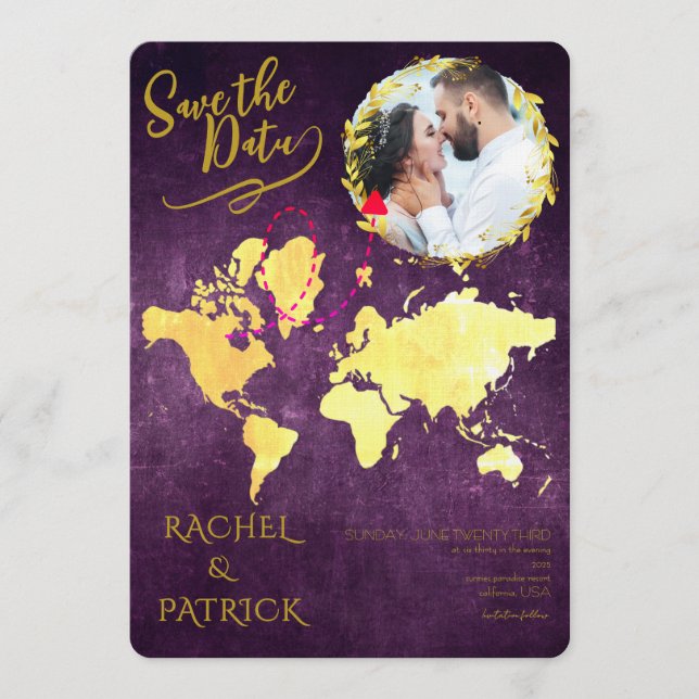Convite Personalized Map of Our Love Journey Save the Date (Frente)