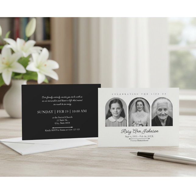Convite Personalized Memorial Invitation with 3 Photos (Criador carregado)