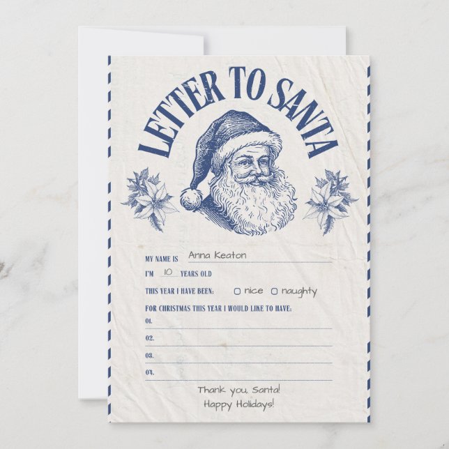 Convite Personalized Official North Pole Letter From Santa (Frente)