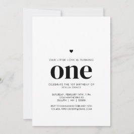 Convite Personalized One Heart First Birthday