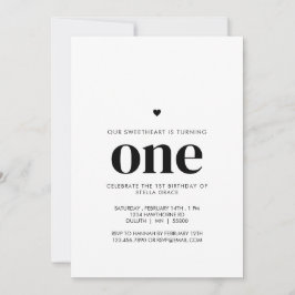 Convite Personalized One Sweetheart First Birthday