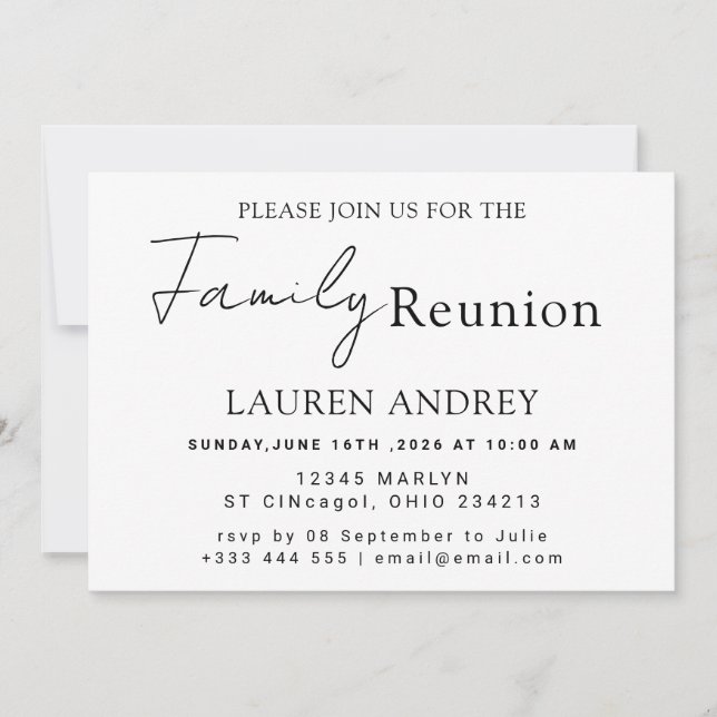 Convite Personalized photo Family Reunion Party Invitation (Frente)