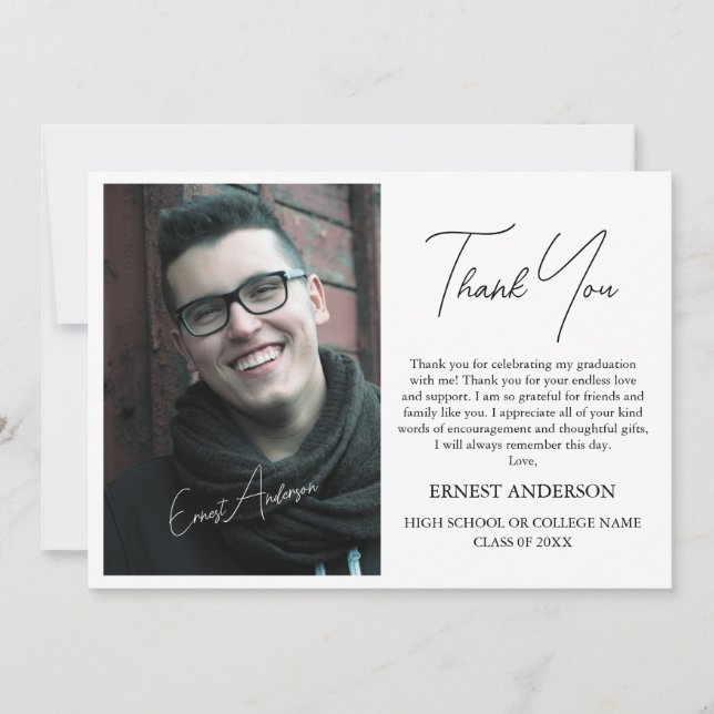 Convite Personalized Photo Name Graduation Thank You Card (Frente)