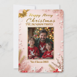 Convite Personalized Pink Christmas Card with Elegant