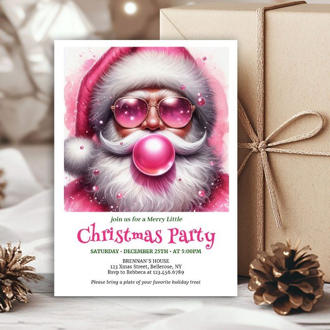 Convite Personalized Pink Santa Bubble Gum Funny Christmas (Personalized Pink Santa Bubble Gum Funny Christmas Invite

)