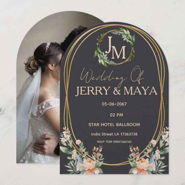 Convite Personalized Romantic Couple Wedding  (Frente/Verso)