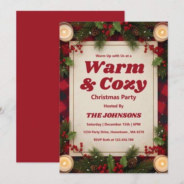 Convite Personalized Rustic Cabin Christmas Party (Frente/Verso)