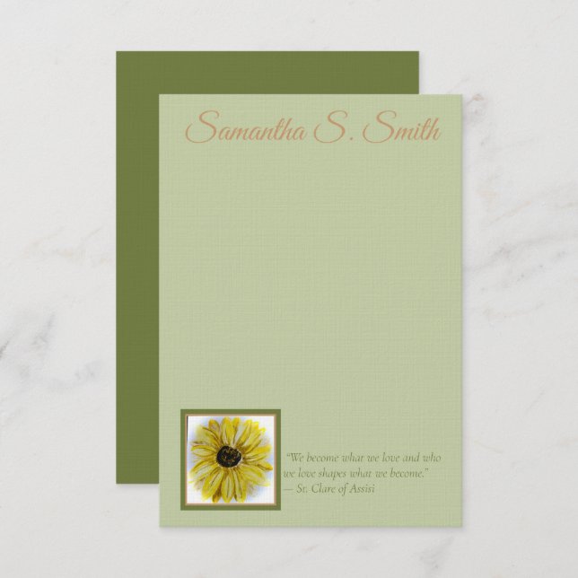 Convite Personalized Sunflower Flat Note Card (Frente/Verso)