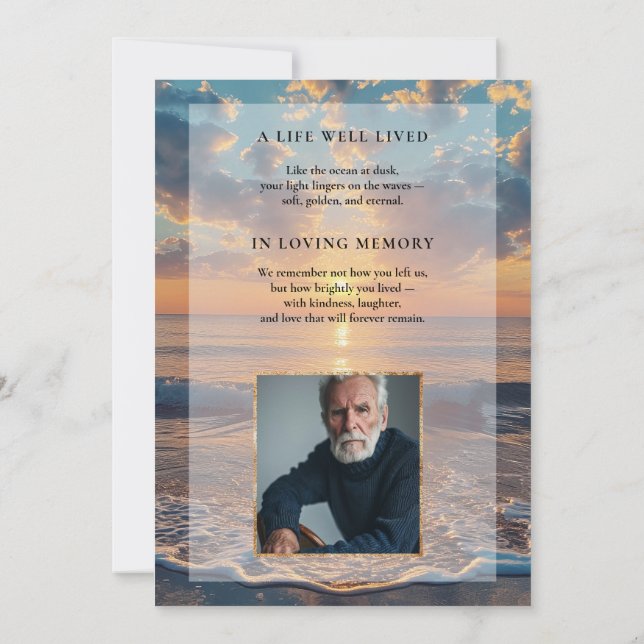 Convite Personalized Sunset Funeral Invitation (Verso)