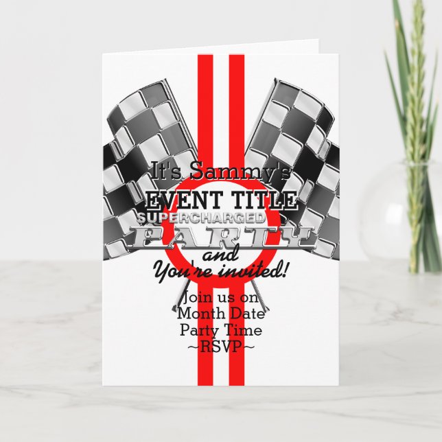 Convite Personalized Supercharged Performance Party (Frente)