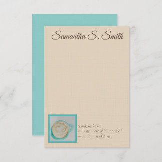 Convite Personalized Teal Heart Coffee Cup Flat Note Card