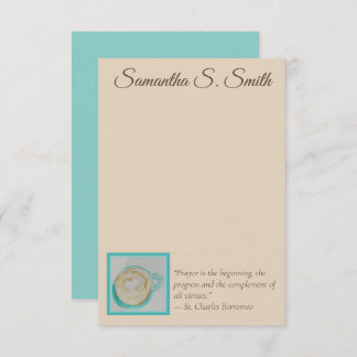 Convite Personalized Teal Heart Coffee Cup Flat Note Card