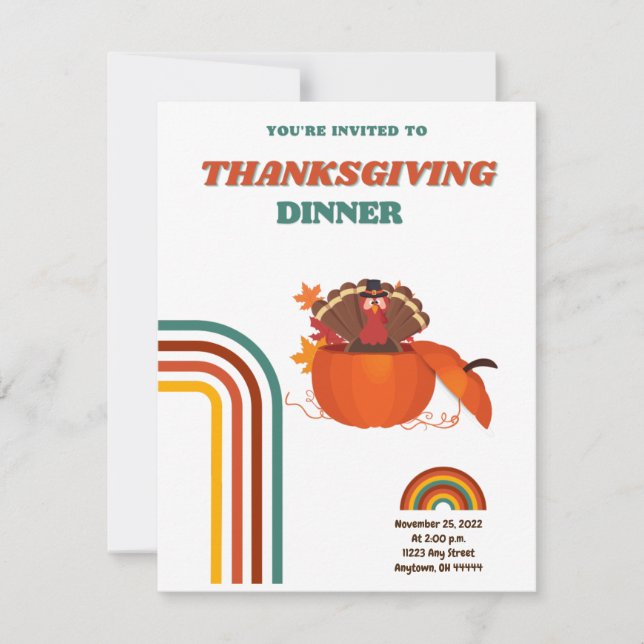 Convite Personalized Thanksgiving Dinner  Invitation (Frente)