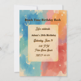 Convite Personalized Vibrant Watercolor Beach Invitation