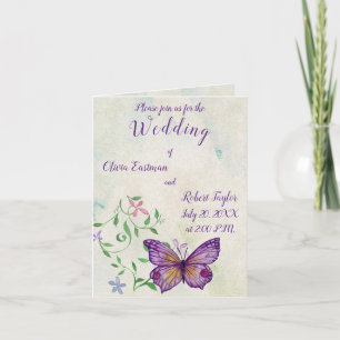 Convite Personalized watercolor purple butterfly