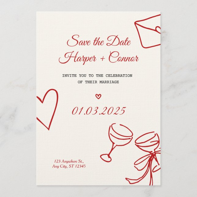 Convite Personalized Wedding Invitation Card – Elegant  (Frente)