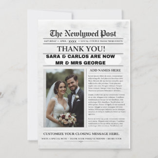 Convite Personalized Wedding Newspaper Poster | Newlywed