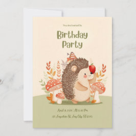 Convite Personalized Woodland Hedgehog Birthday Invitation