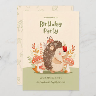 Convite Personalized Woodland Hedgehog Birthday Invitation