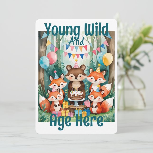 Convite Personalized Young Wild And Age Birthday Party (Em pé/Frente)