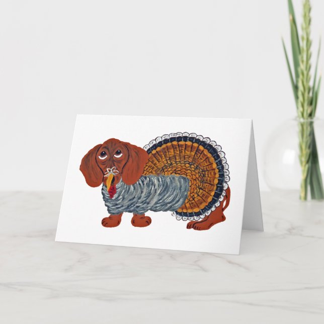 Convite Peru de Ação de Graças Dachshund (Frente)