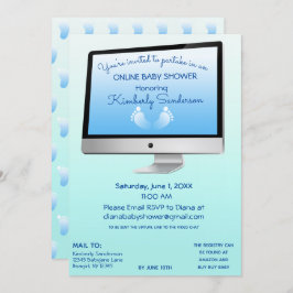 Convite Pés de Bebê Chá de Longa Distância Online Virtual