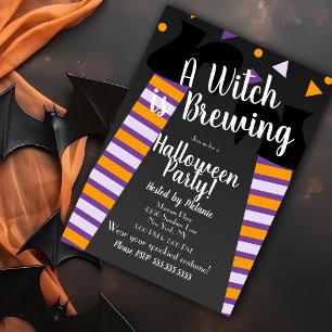 Convite Pés de Bruxa Cervejeira Festa de Halloween Anivers