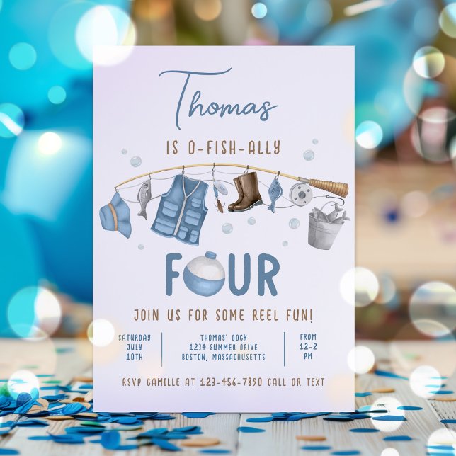 Convite Pesca 4º aniversário O-Fish-Ally Quatro Aniversári (Criador carregado)