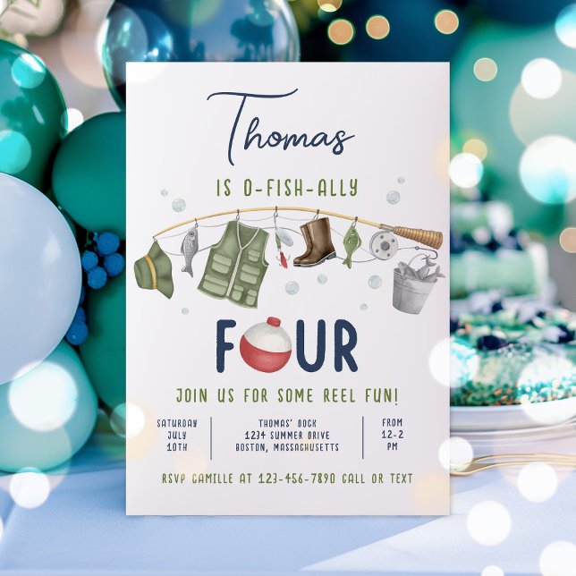 Convite Pesca 4º aniversário O-Fish-Ally Quatro Aniversári (Criador carregado)