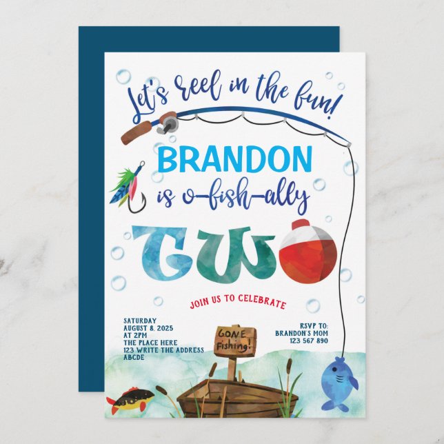 Convite Pesca abandonada, pesca O-piscícola, pesca de segu (Frente/Verso)