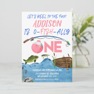 Convite Pesca De Lixeira Rosa Em primeiro aniversario Ofis