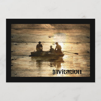 Convite Pesca primitiva da canoa do barco do lago do país