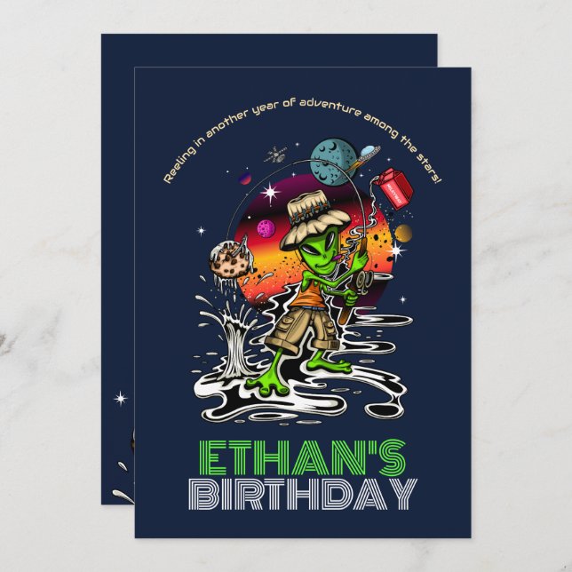 Convite Pescador Cósmico Aniversário (Frente/Verso)