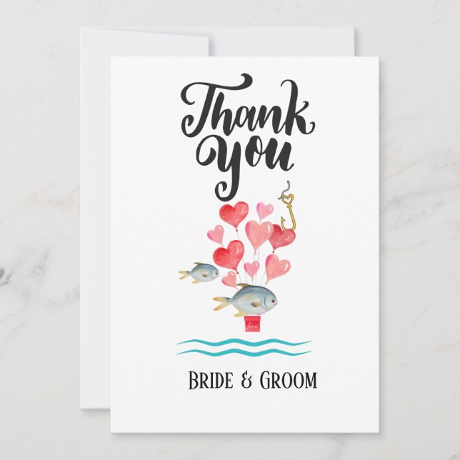 Convite Pescar com amor Casamento para pescar obrigado voc (Frente)