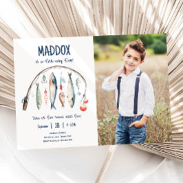 Convite Pescar O-Peixe-Ally O Grande Aniversário De Um Men