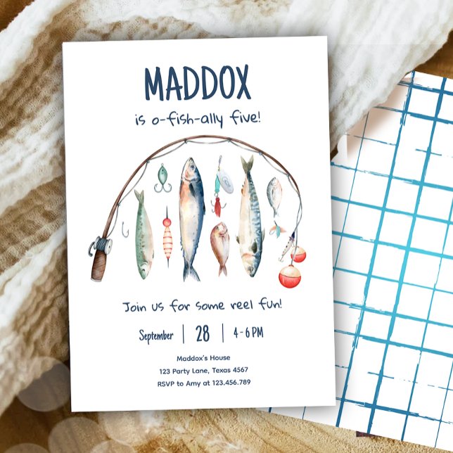 Convite Pescar O-Peixe-Ally O Grande Aniversário De Um Men (Criador carregado)