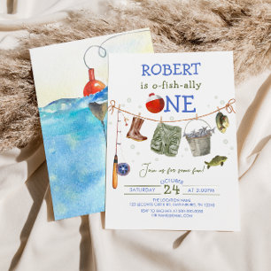 Convite Pescar o primeiro aniversário do Blue Boy O-fish a