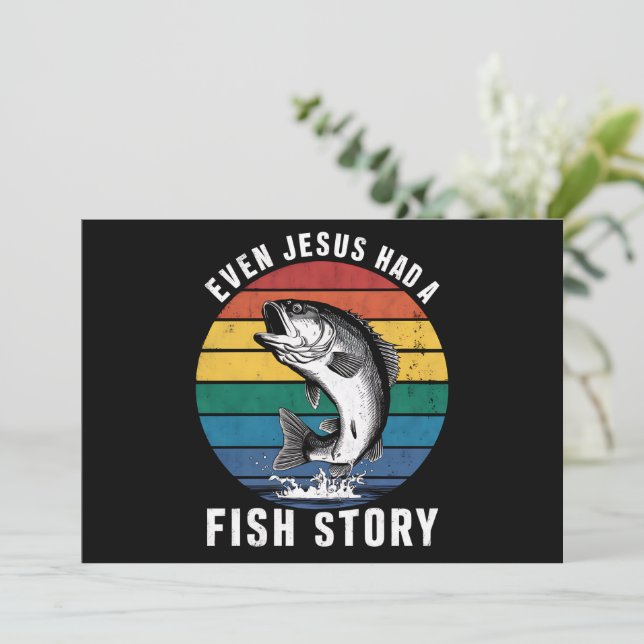 Convite Pescaria Até Jesus Tinha História de Peixe Robalo  (Em pé/Frente)