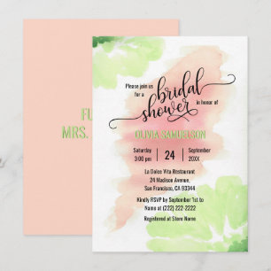 Convite Pêssego Aquarela, Chá de panela de Casamento Ver
