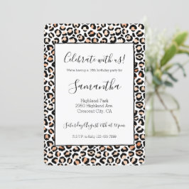 Convite Pêssego Branco Impressão Preta-Leopardo