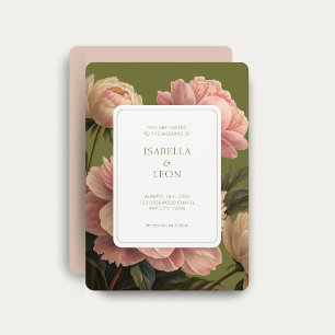 Convite Pêssego Casamento de Rosa da Olive Green