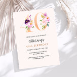 Convite Pêssego cor-de-rosa números florais aniversário de<br><div class="desc">Um convite moderno,  na moda e glamouroso para um aniversário de 40 anos. Um fundo cor de pêssego. Decorado com números de foral em ouro falso e rosa. O nome é escrito com um moderno estilo escrito à mão. Personalize e adicione os detalhes da sua festa.</div>