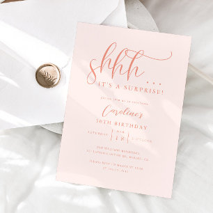 Convite Pêssego de Festa de aniversário Surpresa Simples