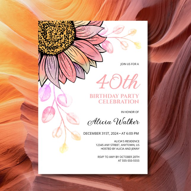 Convite Pêssego de Girassol Colorido (Criador carregado)