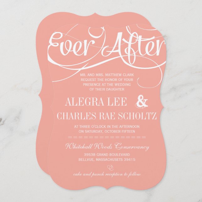 Convite Pêssego de Tipografia Moderna Depois do Quadro (Frente/Verso)